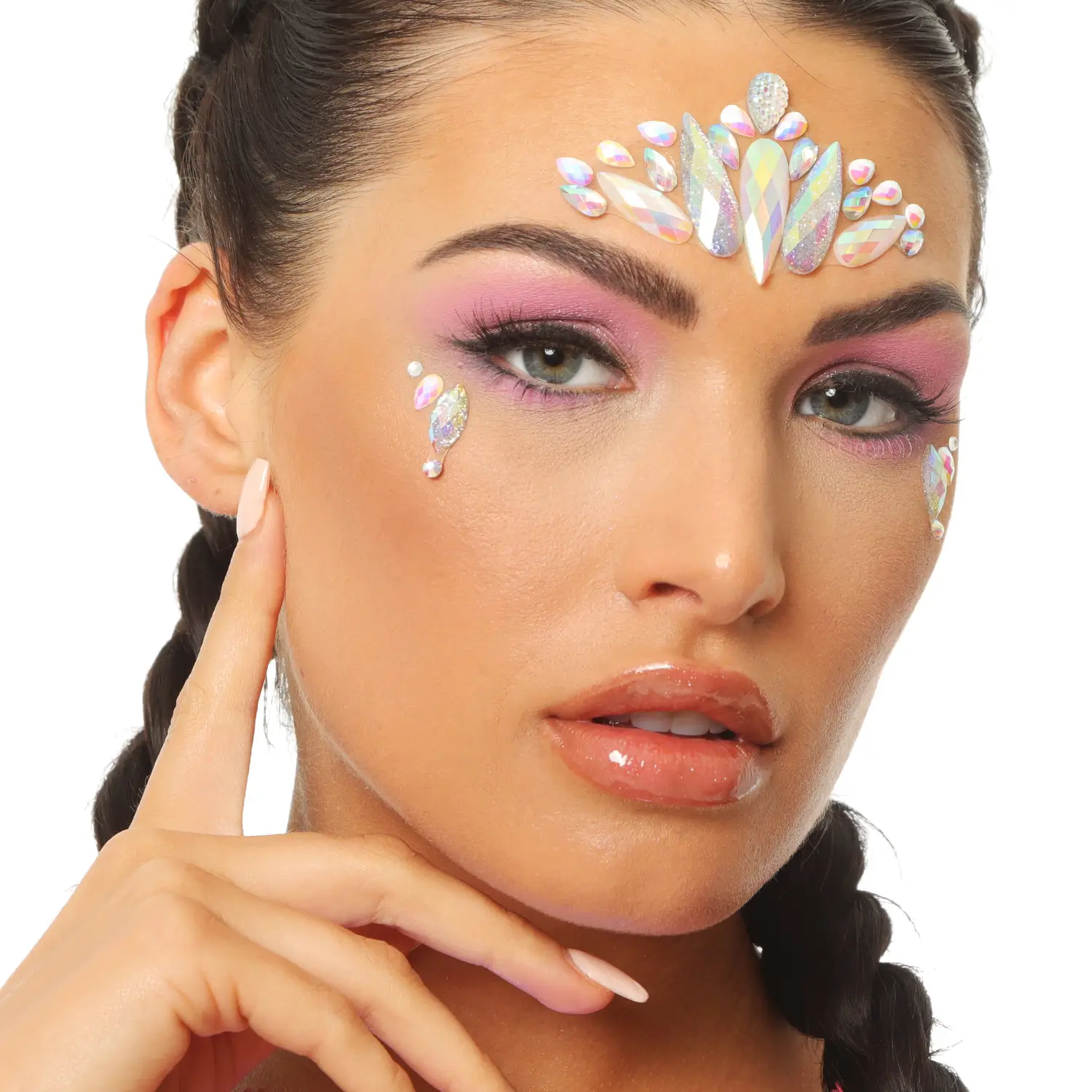 Unicorn Glitz Face Jewels on Model by Glitter Me Up ™ | PaintGlow
