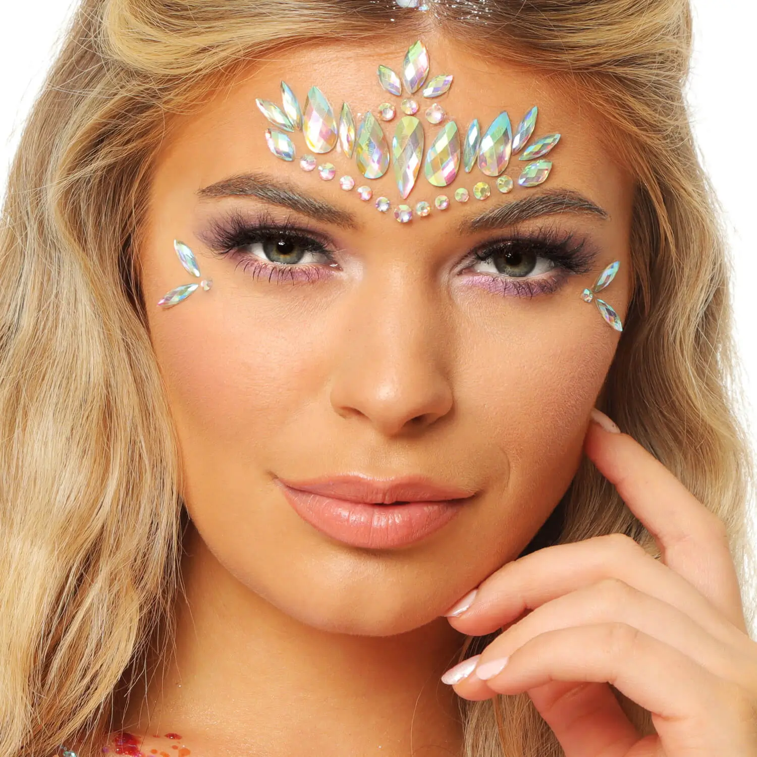 Crown Jewels Face Jewels on Model by Glitter Me Up ™ | PaintGlow