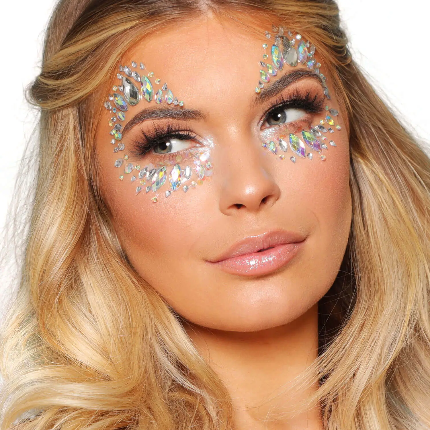 Diamond Kiss Face Jewels on Model by Glitter Me Up ™ | PaintGlow