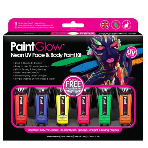 Neon UV Face & Body Paint Kit Giftset